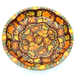 VINTAGE 1971 DAHER DECORATED WARE Tin Bowl~MADE IN ENGLAND~10.25"D